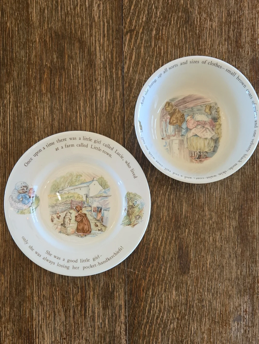 Wedgwood Mrs. Tiggy-Winkle Beatrix Potter Bowl and Plate Set